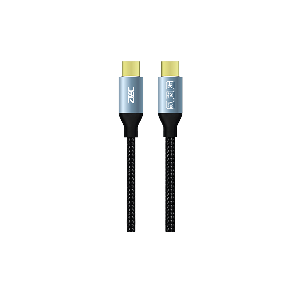 สายชาร์จ ZTEC รุ่น ZC611 100W USB-C to USB-C 1 เมตร สีเทา (รองรับชาร์จเร็วและรองรับการเชื่อมต่อภาพ 4K)_0